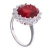 Silver Cubic Zirconia and Red Gemstone Cluster Ring by Icesia