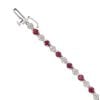 9ct White Gold 0.80ct Diamond and Ruby Cluster Bracelet 7"