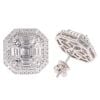 Platinum 2.75ct Asscher Pie Cut Diamond Halo Stud Earrings