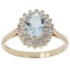 9ct Yellow Gold 0.18ct Diamond and White Aquamarine Ring