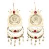 14ct Yellow Gold Red Gemstone Lion Drop Earrings