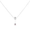 18ct White Gold 0.05ct Brilliant Cut Diamond And Ruby Cube Drop Pendant And Chain 16"