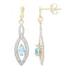 9ct Yellow Gold Blue Topaz and Diamond Teardrop Earrings
