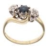18ct Yellow Gold 0.05ct Diamond And Sapphire Three stone Twist Ring