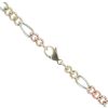 9ct Yellow, White and Rose Gold T-Bar Pendant and Figaro Chain 20"