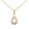 925 Sterling Silver Gold Plated Cubic Zirconia Teardrop Pendant And Chain 18"