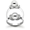 18 Carat White Gold 9pts Diamond & Pearl Ring