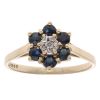 9ct Yellow Gold 0.02ct Diamond And Sapphire Cluster Ring