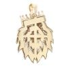 9ct Yellow Gold Cubic Zirconia and Red Gemstone Lion Crown Pendant