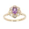 9ct Yellow Gold Amethyst And Cubic Zirconia Cluster Ring
