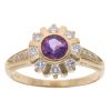 18ct Yellow Gold 0.40ct Diamond and Amethyst Cluster Ring