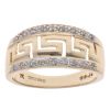 9ct Yellow Gold 0.18ct Brilliant Cut Diamond Greek Key Ring