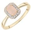 9ct Yellow Gold Octagon Pink Opal and Diamond Cluster Ring