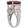 18ct White Gold 0.03ct Diamond and Red Gemstone Solitaire Ring