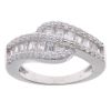 Silver Cubic Zirconia Crossover Ring by Icesia
