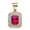 14ct Yellow Gold Cubic Zirconia And Red Gemstone Cluster Pendant