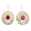 14ct Yellow Gold Red Gemstone Fancy Drop Earrings