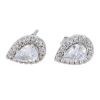 Silver Cubic Zirconia Large Pear Cluster Stud Earrings by Icesia