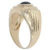 9ct Yellow Gold Blue Gemstone Patterned Signet Ring