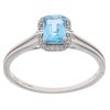 9ct White Gold 0.08ct Diamond and Blue Topaz Cluster Ring