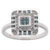 9ct WhiteGold 0.50ct Princess And Brilliant Cut Blue And White Diamond Cluster Ring