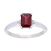 9ct White Gold Garnet and Diamond Rectangular Ring