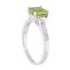 9ct White Gold Peridot and Diamond Square Ring