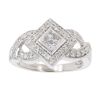 9ct White Gold 0.50ct Princess And Brilliant Cut Diamond Cluster Ring