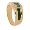 18ct Yellow Gold 0.05ct Brilliant and Oval Cut Diamond and Emerald Ring