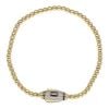 14ct Yellow Gold Monaco Beaded Cubic Zirconia Pave Lock Bracelet 8"