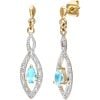 9ct Yellow Gold Blue Topaz and Diamond Teardrop Earrings