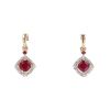 9ct Yellow Gold Ruby And 0.07ct Diamond Drop Earrings