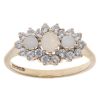 9ct Yellow Gold Opal and Cubic Zirconia Cluster Ring
