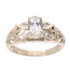 9ct Yellow Gold Green Kunzite and Cubic Zirconia Dress Ring
