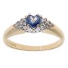 18ct Yellow Gold 0.10ct Diamond and Sapphire Heart Ring