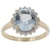 9ct Yellow Gold 0.15ct Diamond And Aquamarine Cluster Ring
