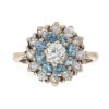 9ct Yellow Gold Blue Gemstone And Cubic Zirconia Cluster Ring