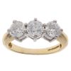 18ct Yellow Gold 2.00ct Brilliant Cut Diamond Trilogy Ring