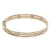 9ct Yellow White and Rose Gold Patterned Three Row Bangle