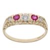 9ct Yellow Gold Cubic Zirconia and Created Ruby Five Stone Ring