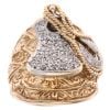 9ct Yellow and White Gold Cubic Zirconia Saddle Ring