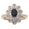 9ct Yellow Gold .10ct Diamond and Sapphire Cluster Ring