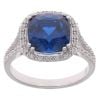 Silver Cubic Zirconia and Blue Gemstone Halo Ring by Icesia