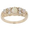 9ct Yellow Gold Opal and Cubic Zirconia Fancy Dress Ring