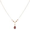 9ct Yellow Gold Garnet Drop Pendant and Chain 18"
