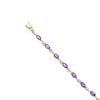 9ct Yellow And White Gold 0.05ct Diamond And Amethyst Bracelet 6.5"