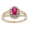 9ct Yellow Gold 0.05ct Diamond and Created Ruby Cluster Ring
