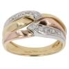18ct Yellow, White And Rose Gold 0.15ct Three Row Ring