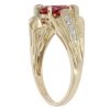 9ct Yellow Gold Created Ruby and 0.02ct Diamond Fancy Ring
