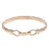 9ct Yellow, White And Rose Gold Hinged Bangle